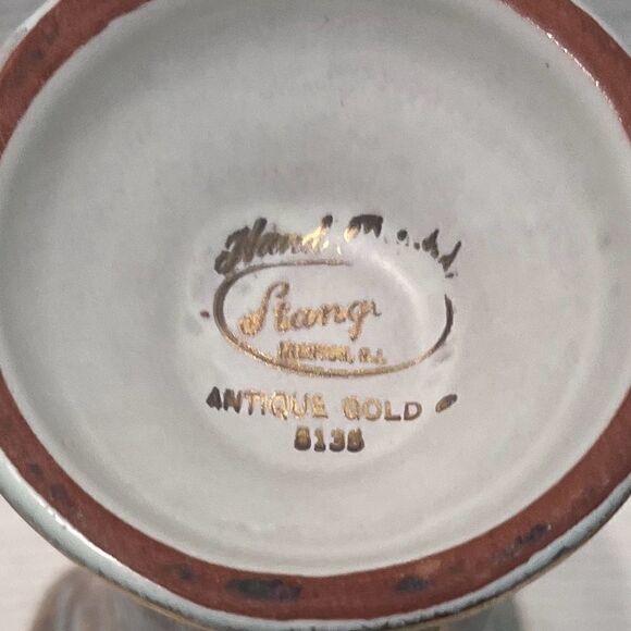 Stangl Vases (2) Turquoise Antique Gold Hand Painted Vintage - Picture 7 of 11